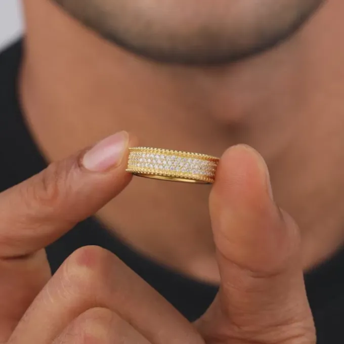 Golden Bold Edge Ring For Him