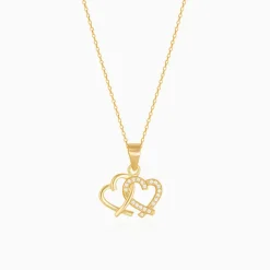 Golden Bonding Hearts Pendant With Link Chain