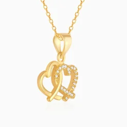 Golden Bonding Hearts Pendant With Link Chain