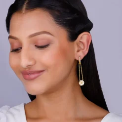 Golden Brahma Kamal Convertible Hoop Earrings