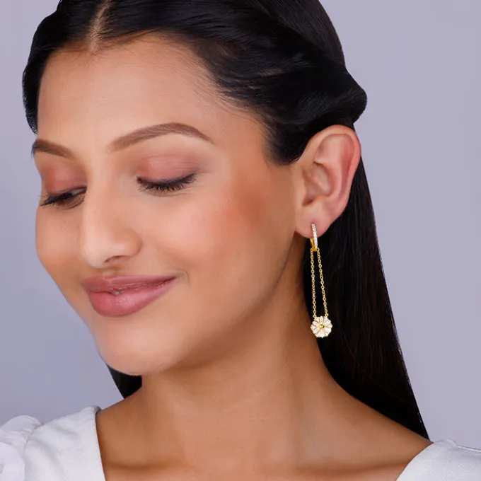 Golden Brahma Kamal Convertible Hoop Earrings