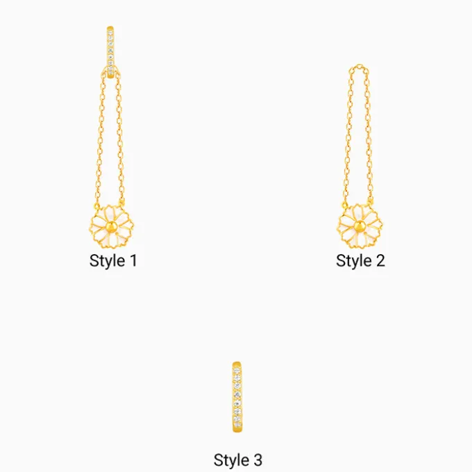 Golden Brahma Kamal Convertible Hoop Earrings