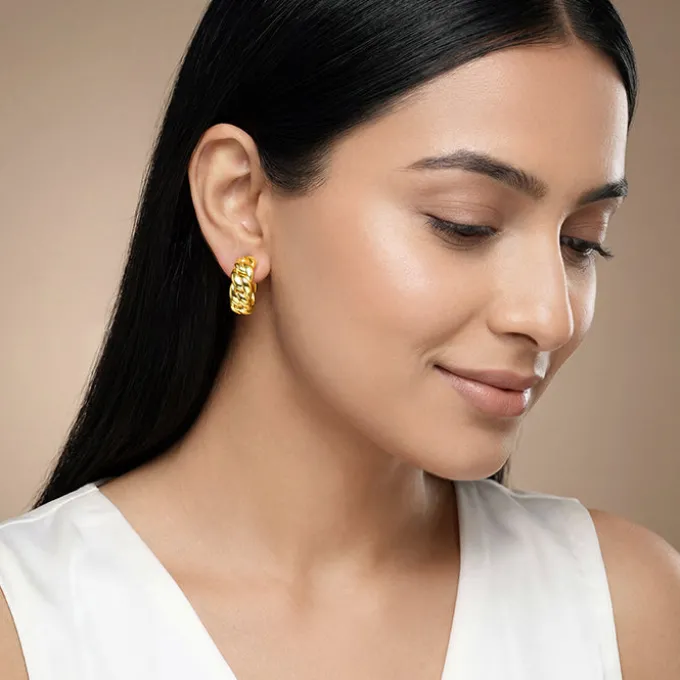 Golden Braided Glow Hoop Earrings