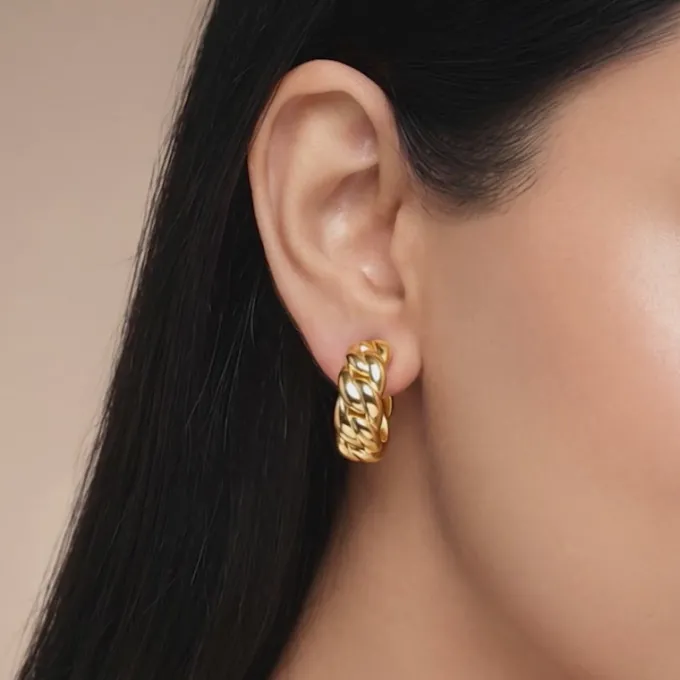 Golden Braided Glow Hoop Earrings