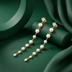 Golden Brigitte Pearl Danglers