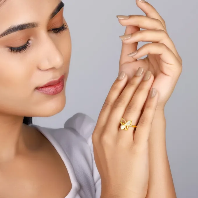 Golden Butterfly Bloom Ring