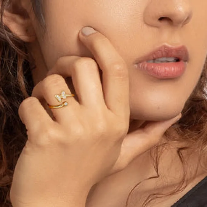 Golden Butterfly Bow Ring