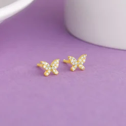 Golden Butterfly Tiny Studded Affair Earrings