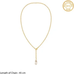 Golden Cameron Pearl Lariat Necklace