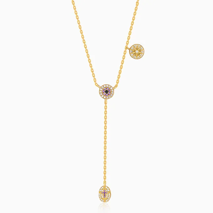 Golden Chunky Lariat Necklace