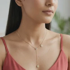 Golden Chunky Lariat Necklace