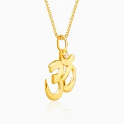 Golden Classic Om Pendant With Box Chain For Him