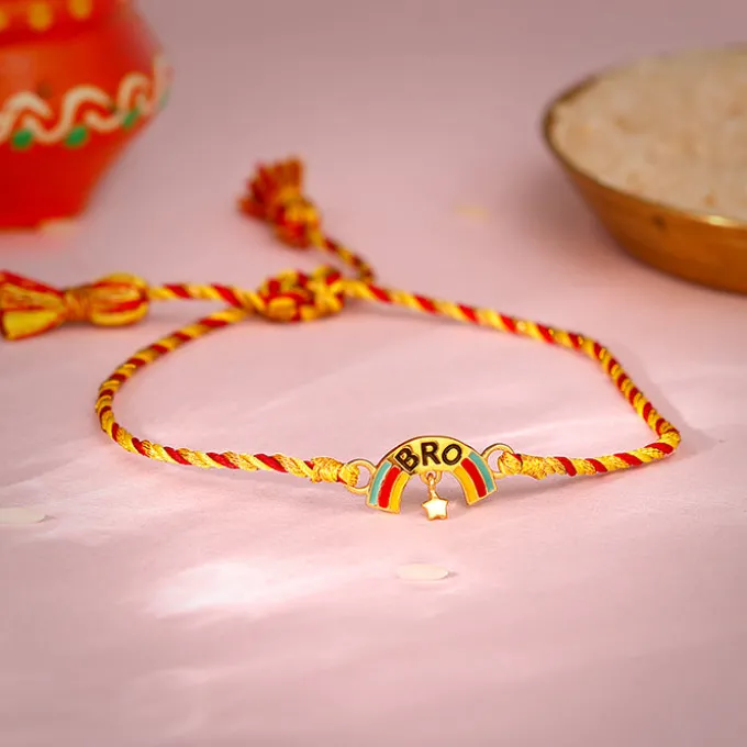 Golden Classic Rainbow Rakhi for Kids
