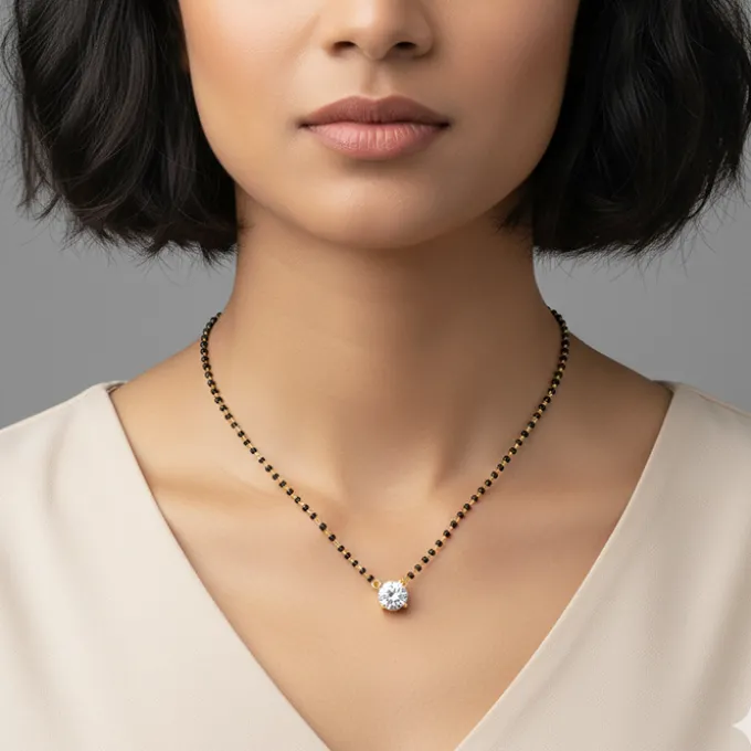 Golden Classic Solitaire Mangalsutra