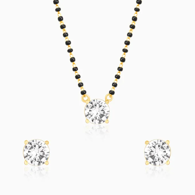 Golden Classic Solitaire Mangalsutra Set