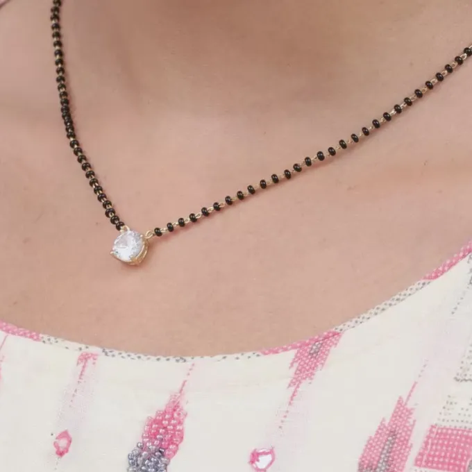 Golden Classic Solitaire Mangalsutra Set