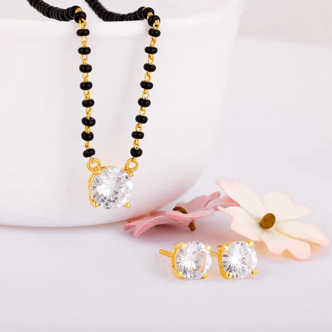 Golden Classic Solitaire Mangalsutra Set