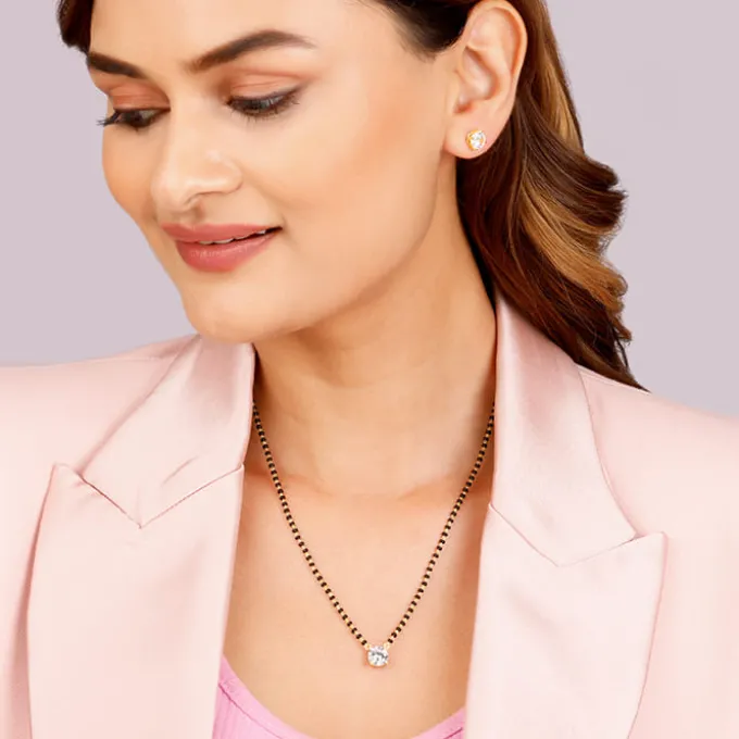 Golden Classic Solitaire Mangalsutra Set
