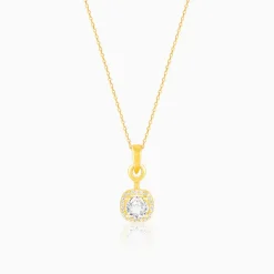 Golden Classy Solitaire Pendant With Link Chain