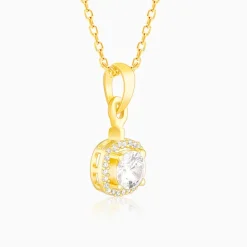 Golden Classy Solitaire Pendant With Link Chain