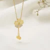 Golden Clover Dangle Pendant with Link Chain