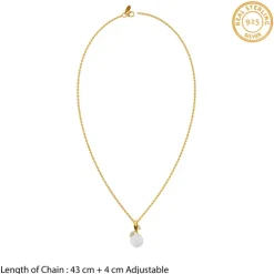 Golden Constance Flora Pearl Pendant with Link Chain