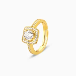 Golden Convex Zircon Ring