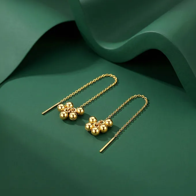Golden Cute Orb Sui Dhaga Earrings