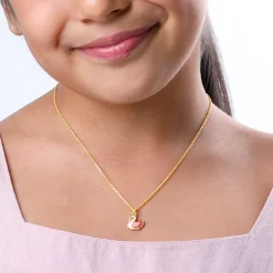 Golden Dainty Swan Kids Pendant with Link Chain
