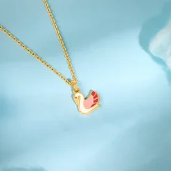Golden Dainty Swan Kids Pendant with Link Chain