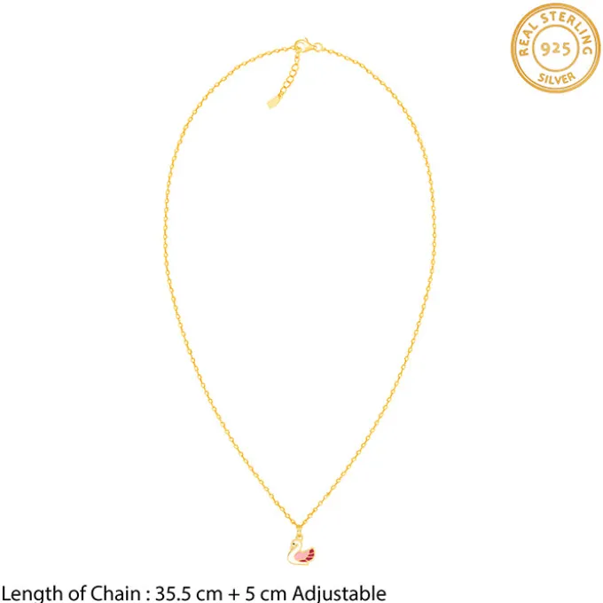 Golden Dainty Swan Kids Pendant with Link Chain