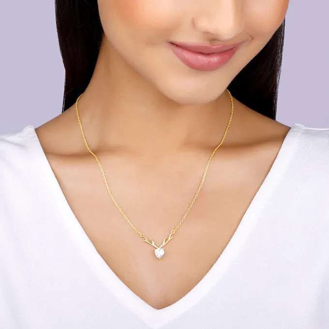 Golden Deer Heart Necklace