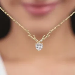 Golden Deer Heart Necklace