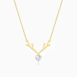 Golden Deer Heart Necklace