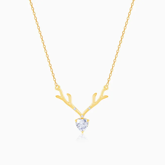 Golden Deer Heart Necklace