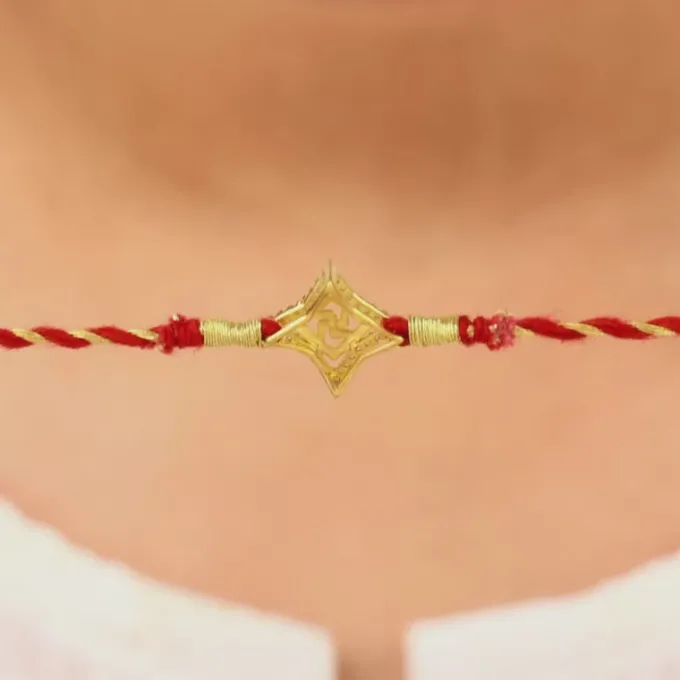 Golden Divine Swastik Rakhi