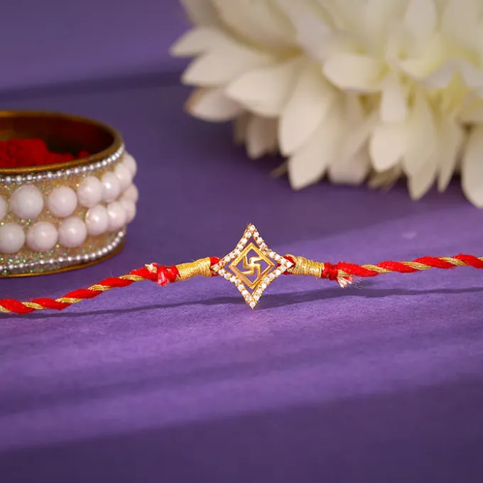 Golden Divine Swastik Rakhi