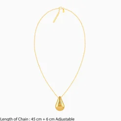 Golden Dome Drop Pendant With Link Chain