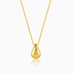 Golden Dome Drop Pendant With Link Chain