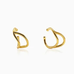Golden Double Curve Hug Earrings