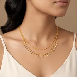 Golden Dual Chain Layered Necklace