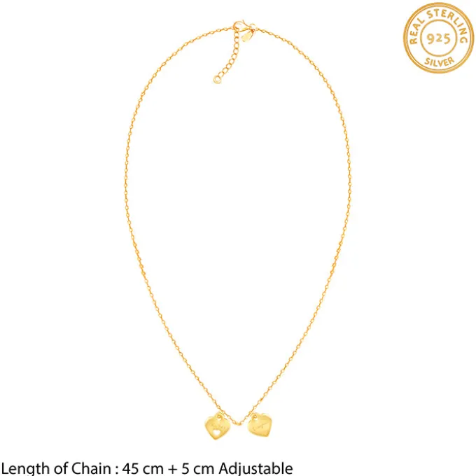 Golden Dual Heart Name Personalised Necklace