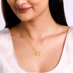 Golden Dual Heart Name Personalised Necklace