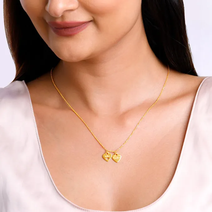 Golden Dual Heart Name Personalised Necklace