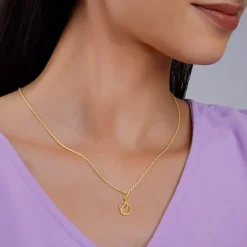 Golden Dual Pear Pendant with Link Chain