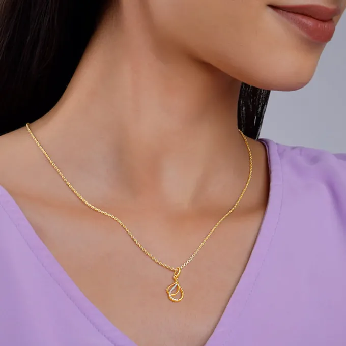 Golden Dual Pear Pendant with Link Chain