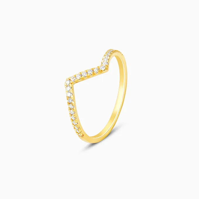 Golden Edgy Waves Ring