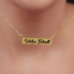 Golden Engraved Pendant with Box Chain