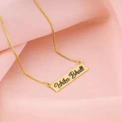 Golden Engraved Pendant with Box Chain