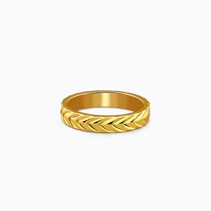 Golden Engraved Wheat Ring (Size 12)